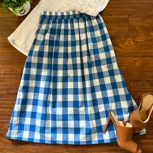 Cotton Checkered Gingham Skirt with Pockets